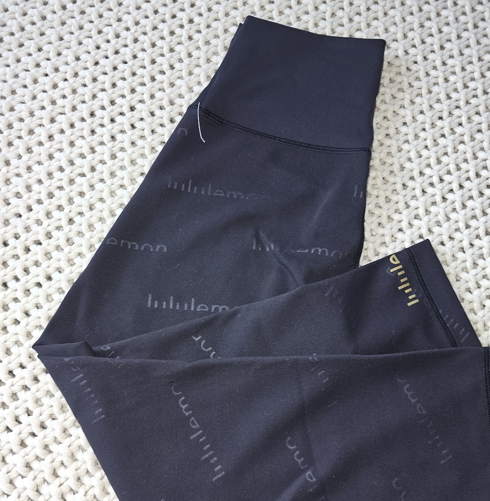 Lululemon Black Leggings with Gold Logo